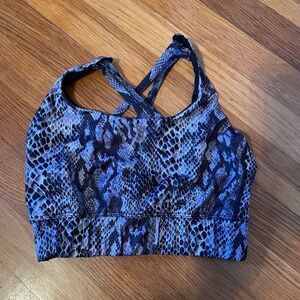 BARRE & SOUL | purple snakeskin pattern sports bra/barre pilates top S